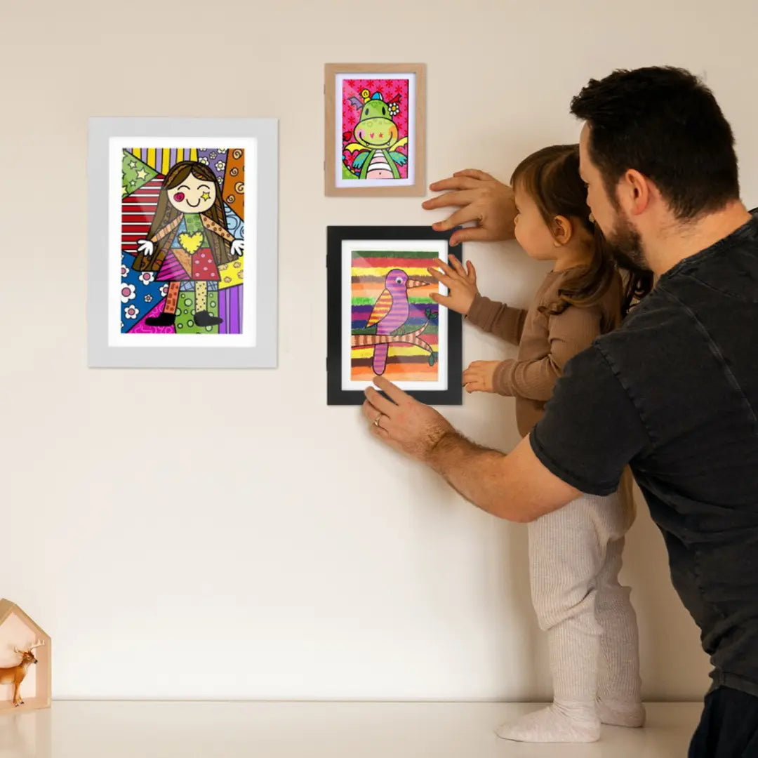 Bilderrahmen für Kinder, Kinderzeichnungen aufhängen, Kinderkunstwerk-Rahmen, Rahmen für Kinderbilder, Kinderzeichnungen präsentieren