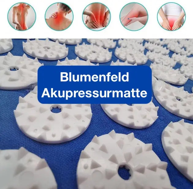 Blumenfeld Akupressurmatte inkl. Nackenkissen und Tragetasche