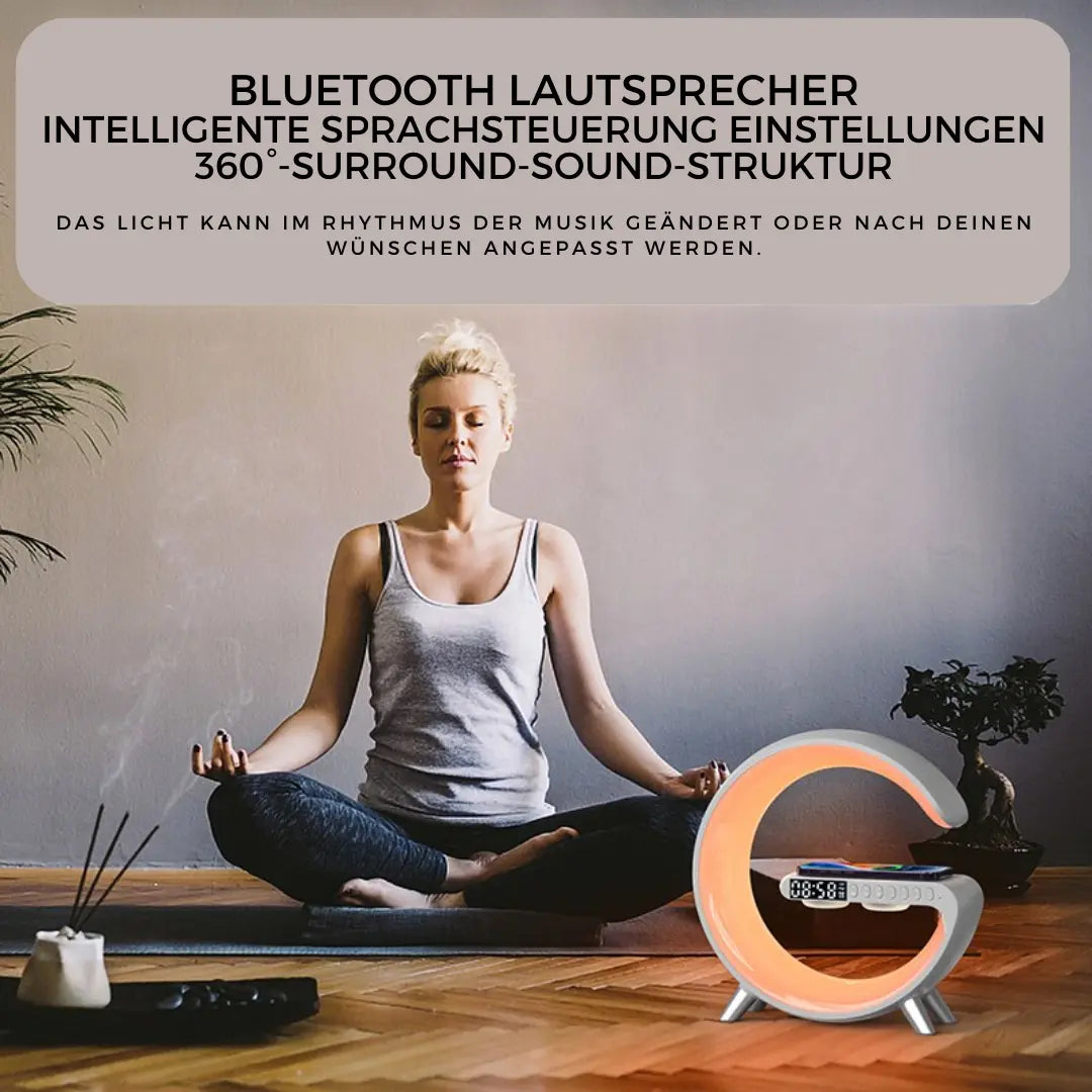 Exklusives Ambiente LED Licht mit integrierter Ladestation und Lautsprechern