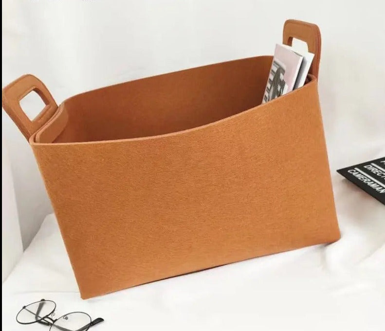 Foldable Felt Storage Basket  Desktop Sundries Underwear Cosmetic Toy Storage Box  Book Stationery Container Basket Laundry Bask