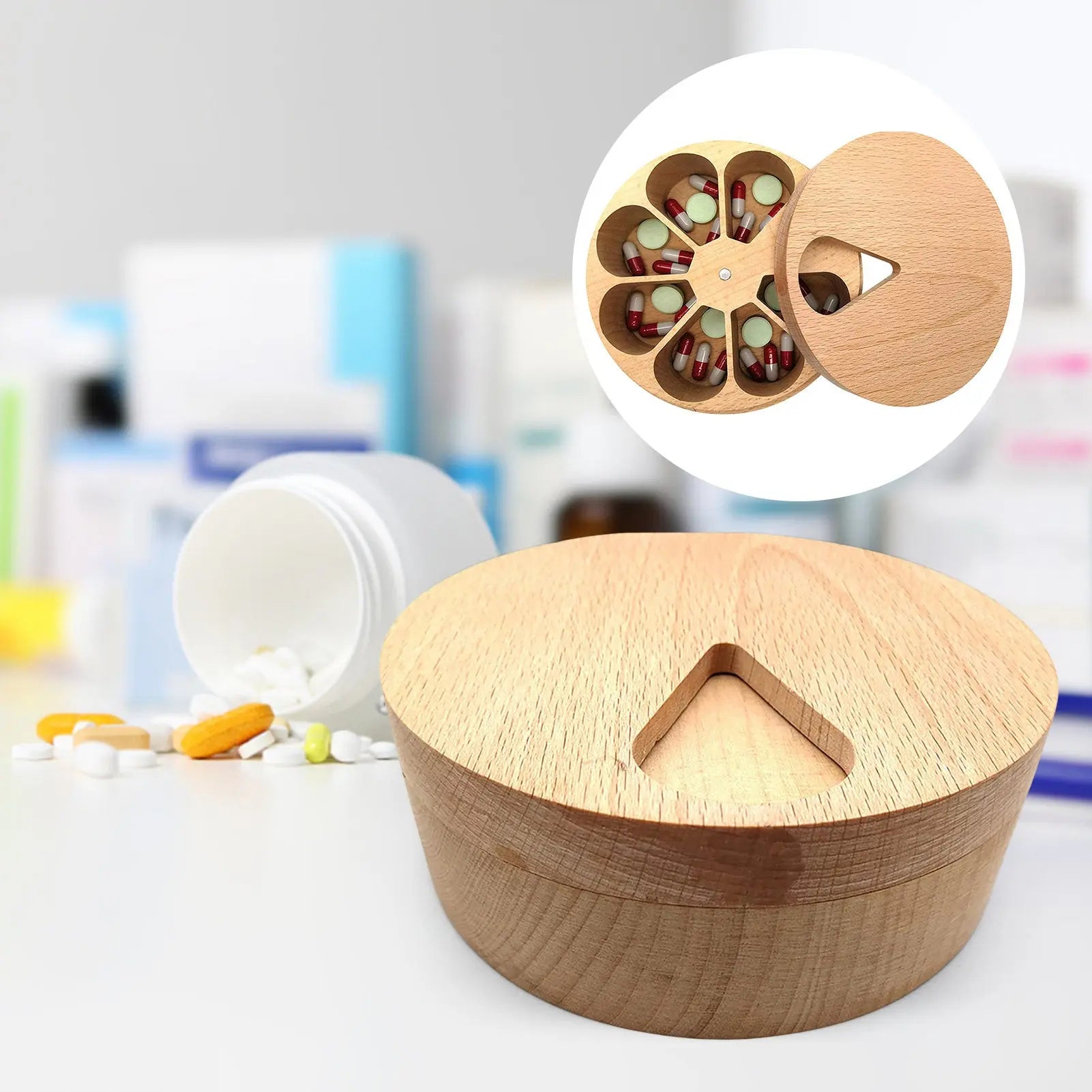 Tablettenbox für 7 Tage aus Massivholz