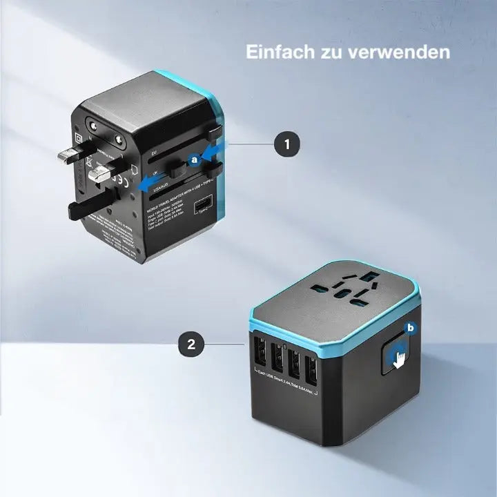 Weltweiter Steckdosenadapter mit mehreren USB-Anschlüssen
