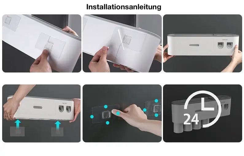 Zahnbürstenhalter zur Wandmontage ohne Bohren